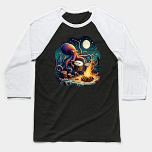 Drumming Octopus by the Campfire Baseball T-Shirt